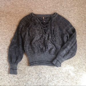 Free people grey cropped sweater